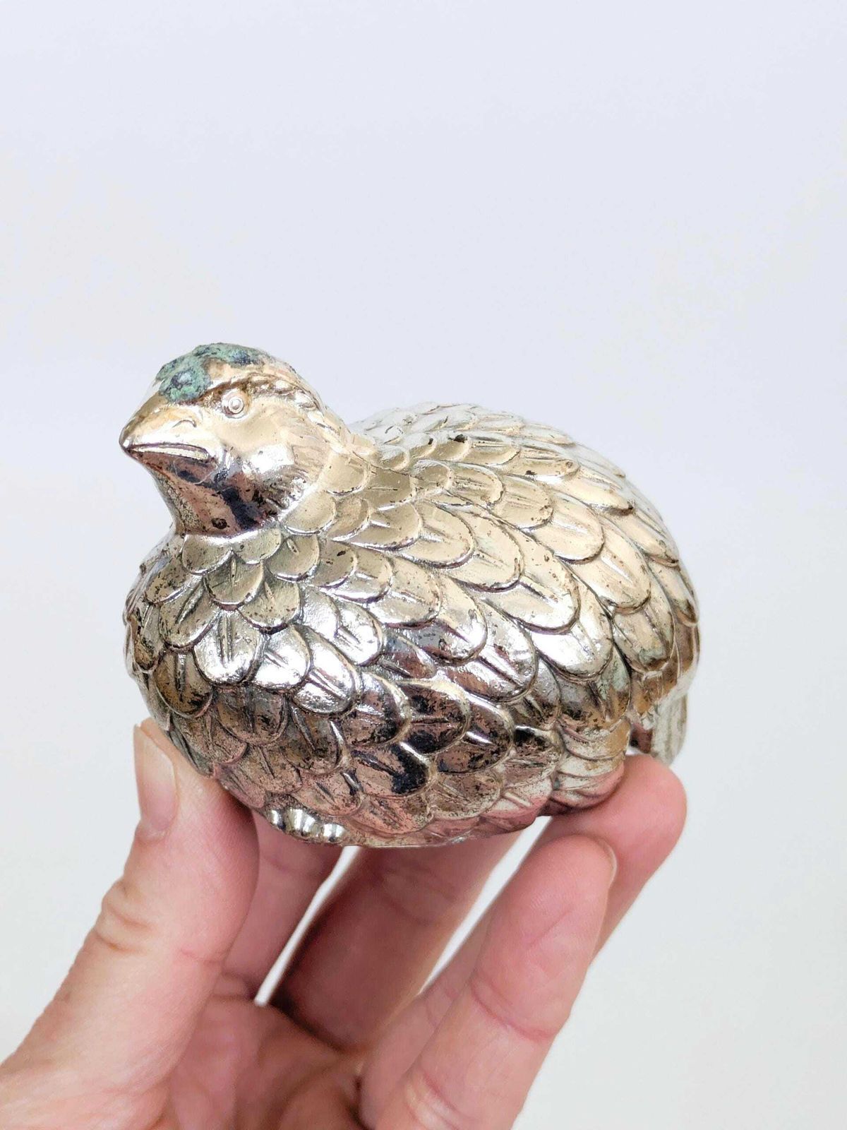 photo furniture Vintage Silver Plated Quail Shaker Set 3 Italian Mid Century Table Decor Bird