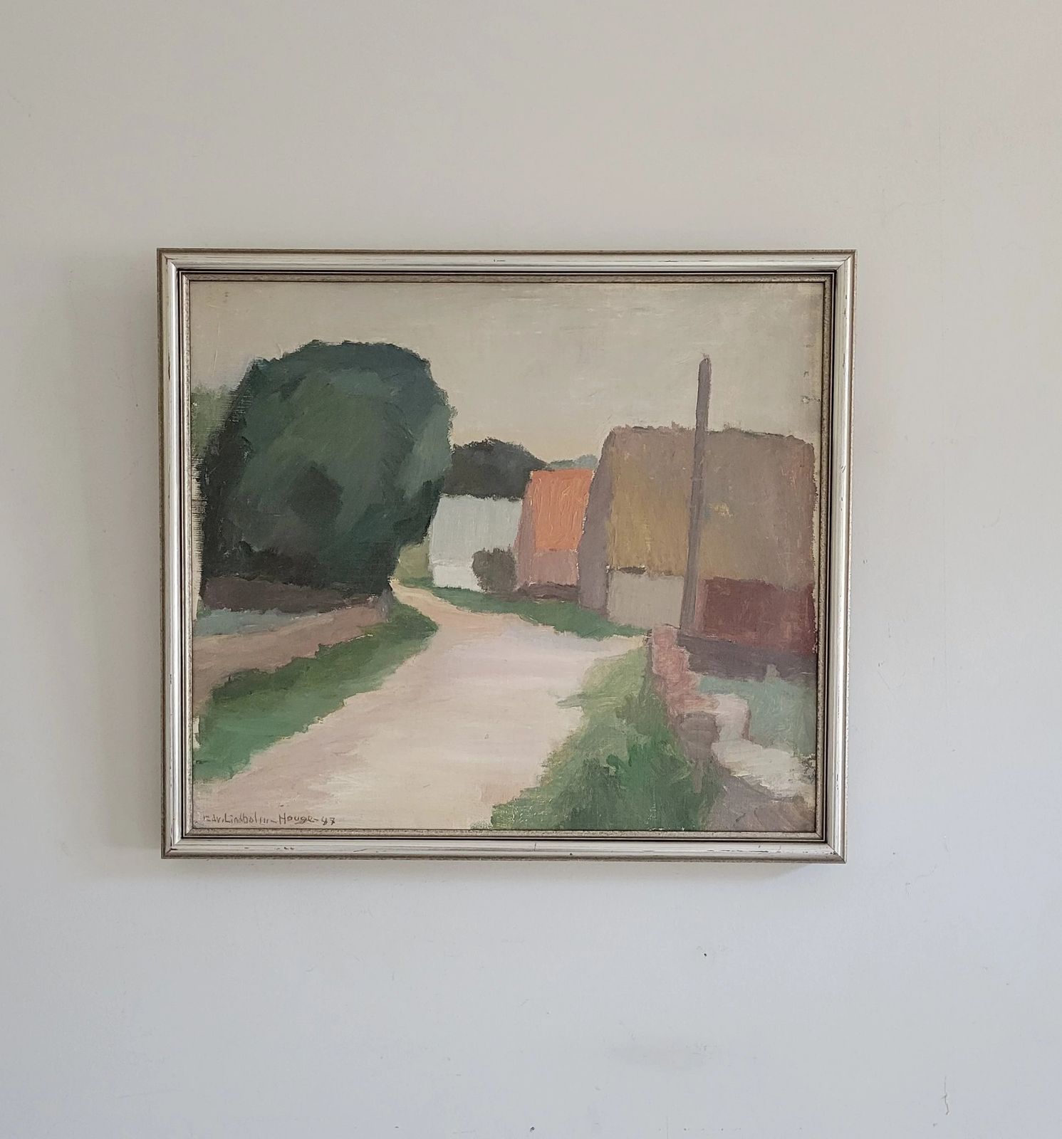 Country Road  Original Framed Mid Century Landscape