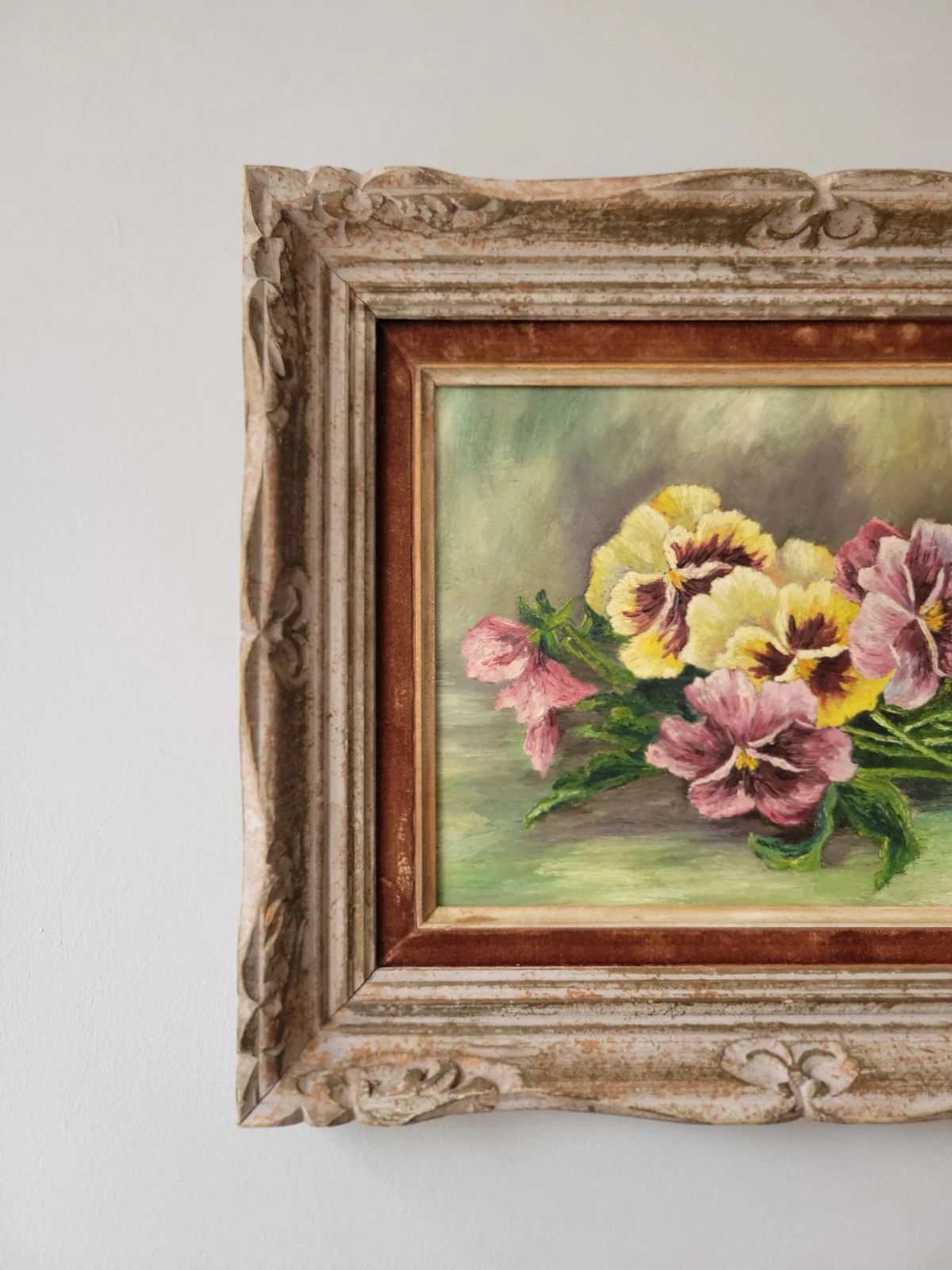 French Pansies Original Mid Century French Floral Study photo buy