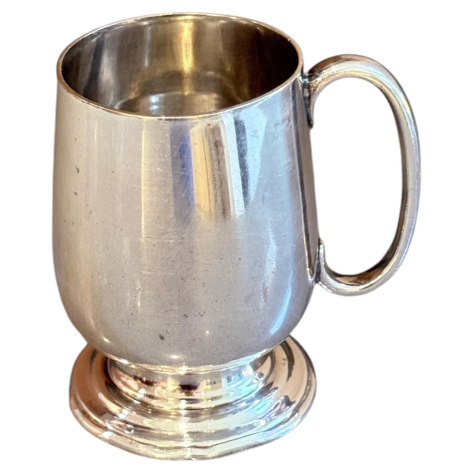 photo furniture Vintage English Silver Plate Tankard Mug Elegant Footed Pewter Style Tea Cup