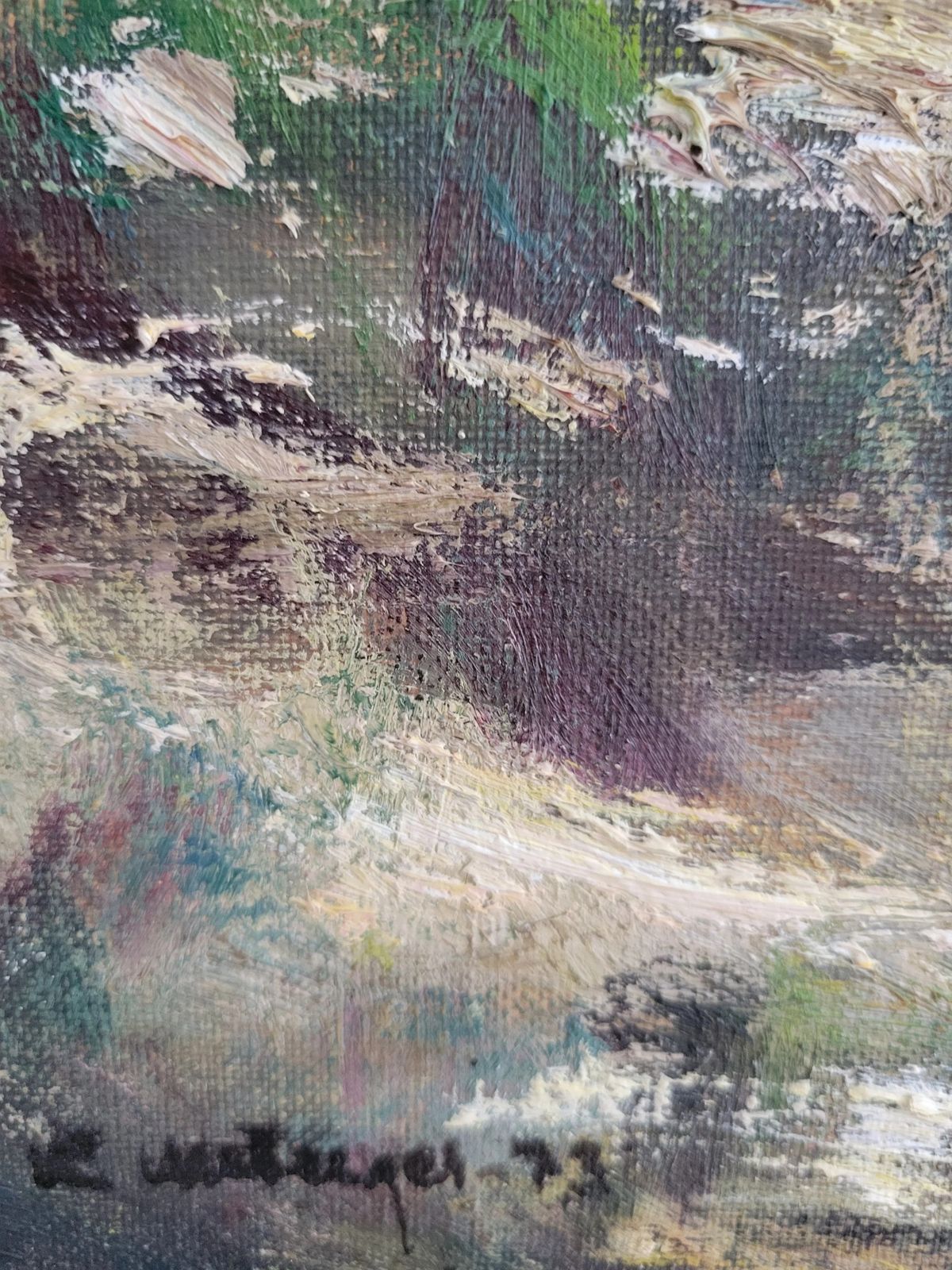 Road Through The Heath  Original Framed Mid Century Landscape Oil Painting photo vinterior