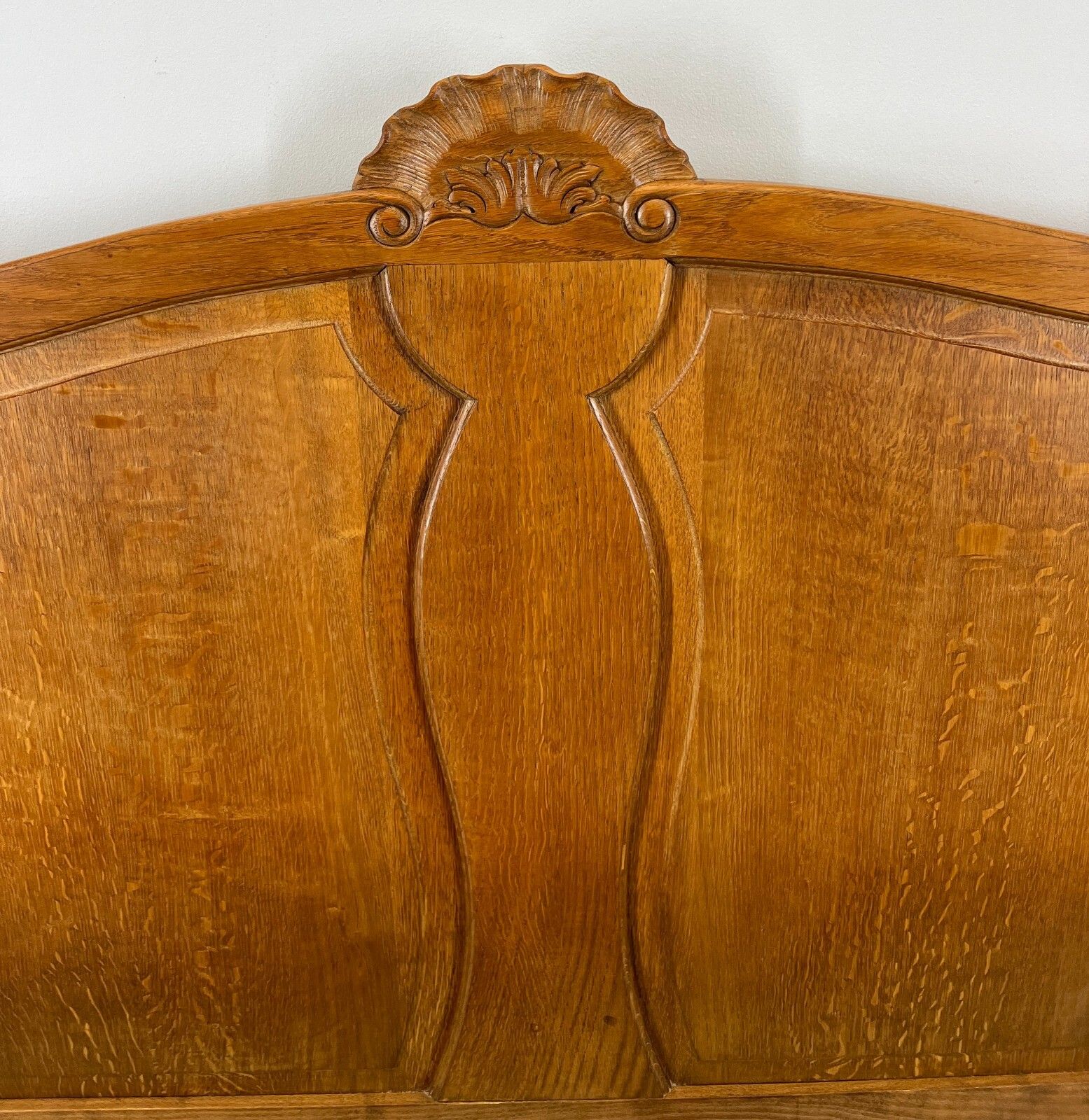 Bed Vintage French Louis XVI Oak Double Bed Frame Carved Headboard Lot 2996 photo 399.0
