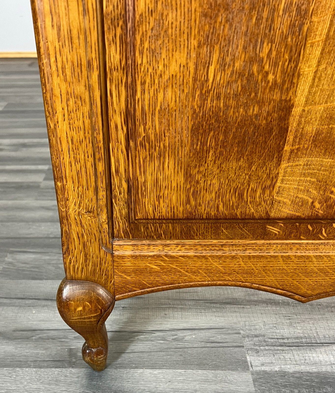 Bed Vintage French Louis XVI Oak Double Bed Frame Carved Headboard Lot 3013 photo vinterior