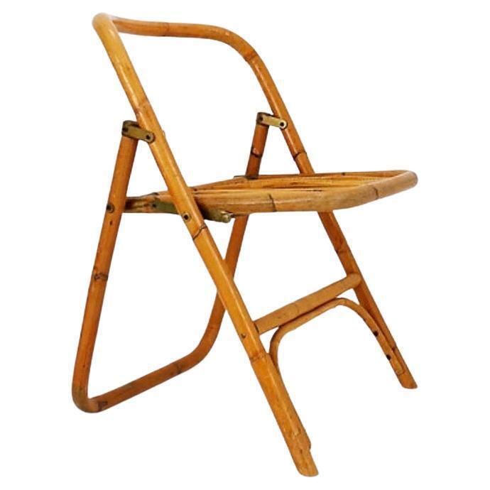 Mid Century Italian Bamboo Dal Vera Folding Chair, 1960s