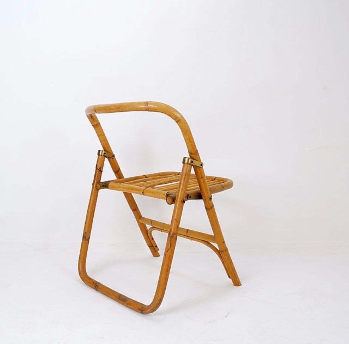 Mid Century Italian Bamboo Dal Vera Folding Chair, 1960s photo for sale