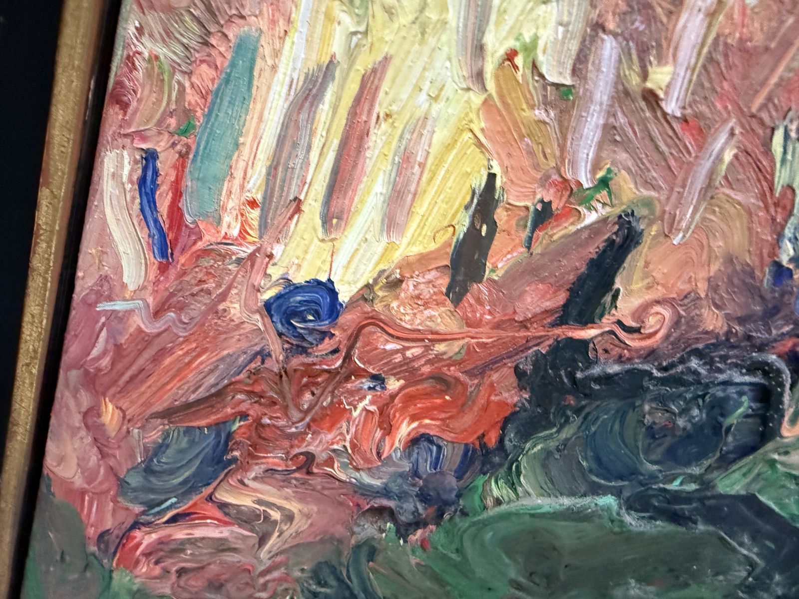 Ulpiano Carrasco Expressive Castilian Landscape Oil Painting With Olive Trees And Impasto Spain 1998 photo for sale