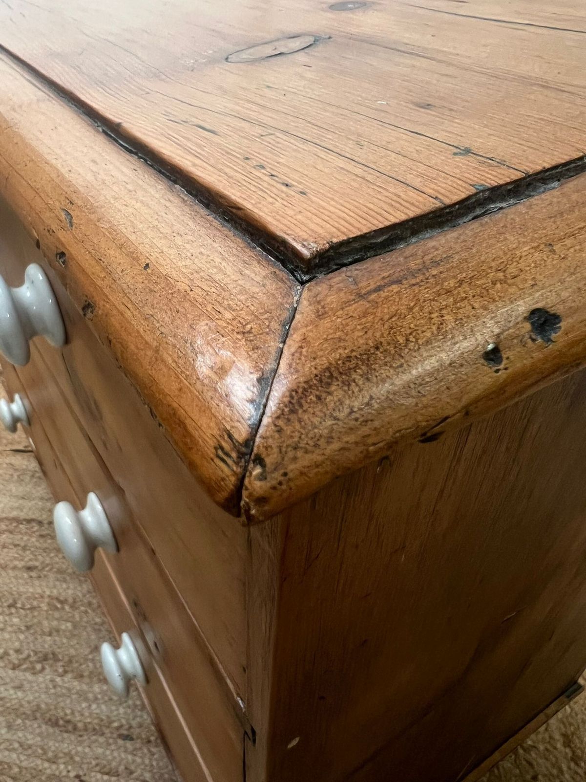 Small Victorian Pine Chest Of Drawers Ceramic Handles photo Furniture