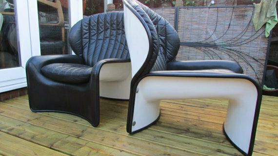 Rare Leather 'Lotus' Armchair By Strassle Of Switzerland Circa 1960s Reminscent Of Joe Columbo photo furniture