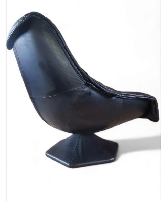 Furniture Italian Mid Century Leather Swivel Armchair Two Available photo