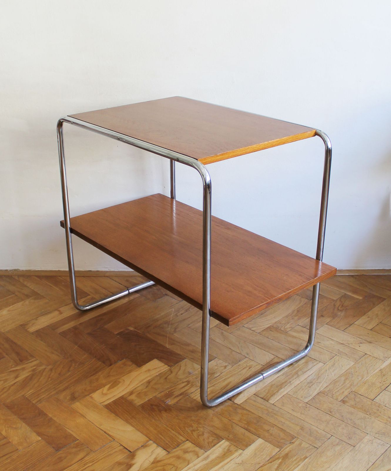 Modernist Tubular Steel Side Table | Marcel Breuer Style photo vinterior