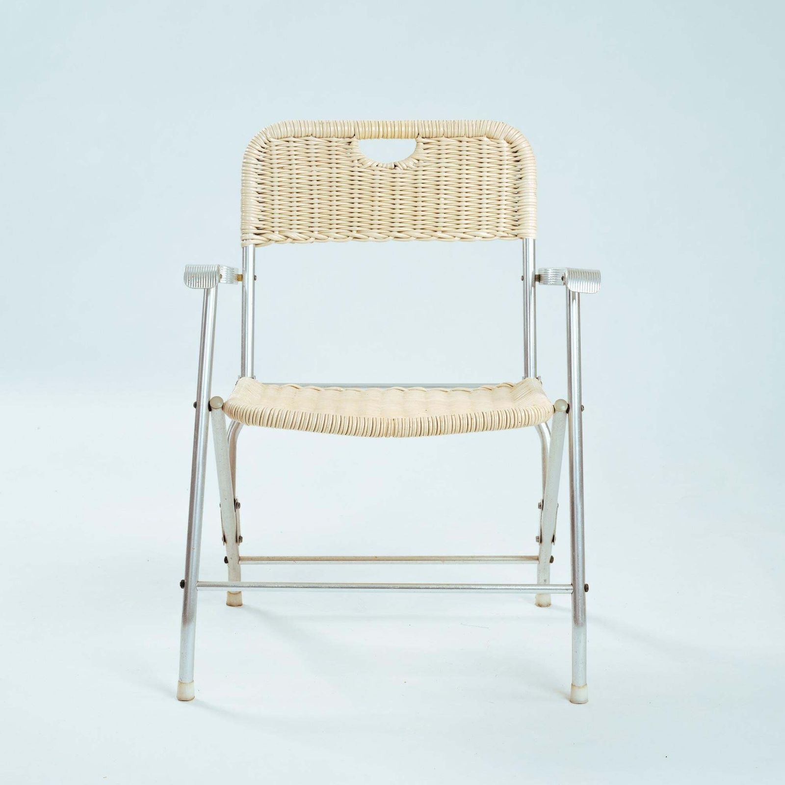 4 Mid Century Tossa Wicker Folding Garden Chairs By Hilbrant, Italy, 1960s photo for sale