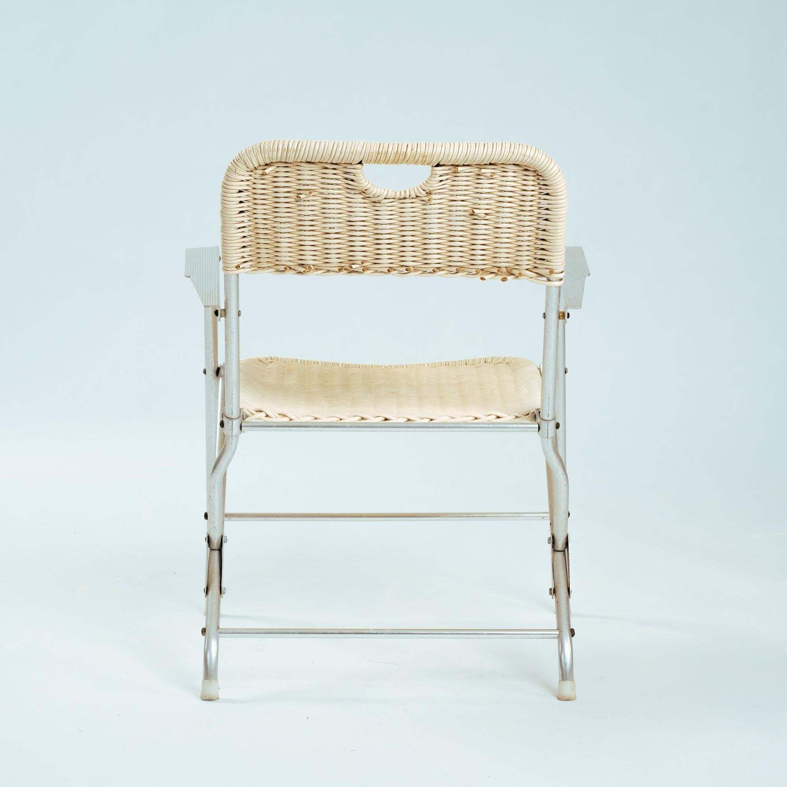 4 Mid Century Tossa Wicker Folding Garden Chairs By Hilbrant, Italy, 1960s photo buy