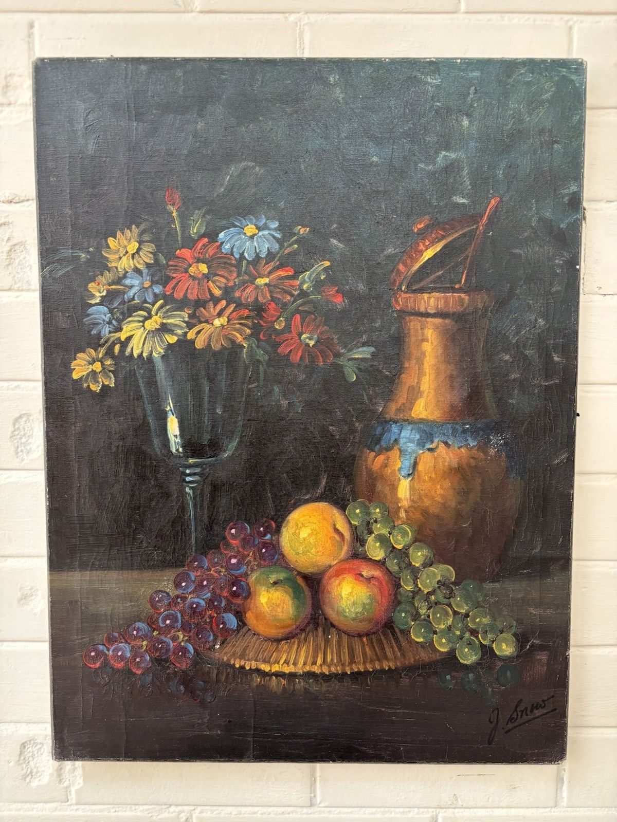 Beautiful Oil On Canvass, Still Life; 20th Century Signed
