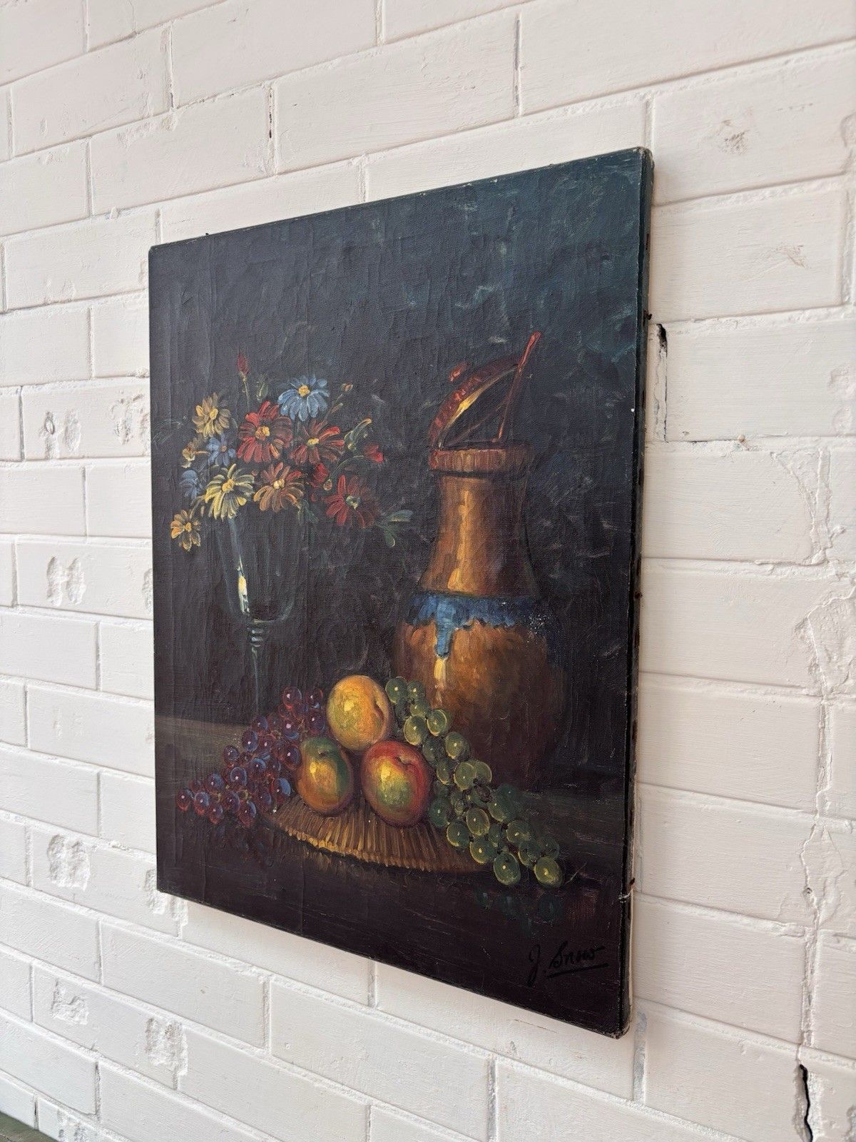 Beautiful Oil On Canvass, Still Life; 20th Century Signed photo furniture