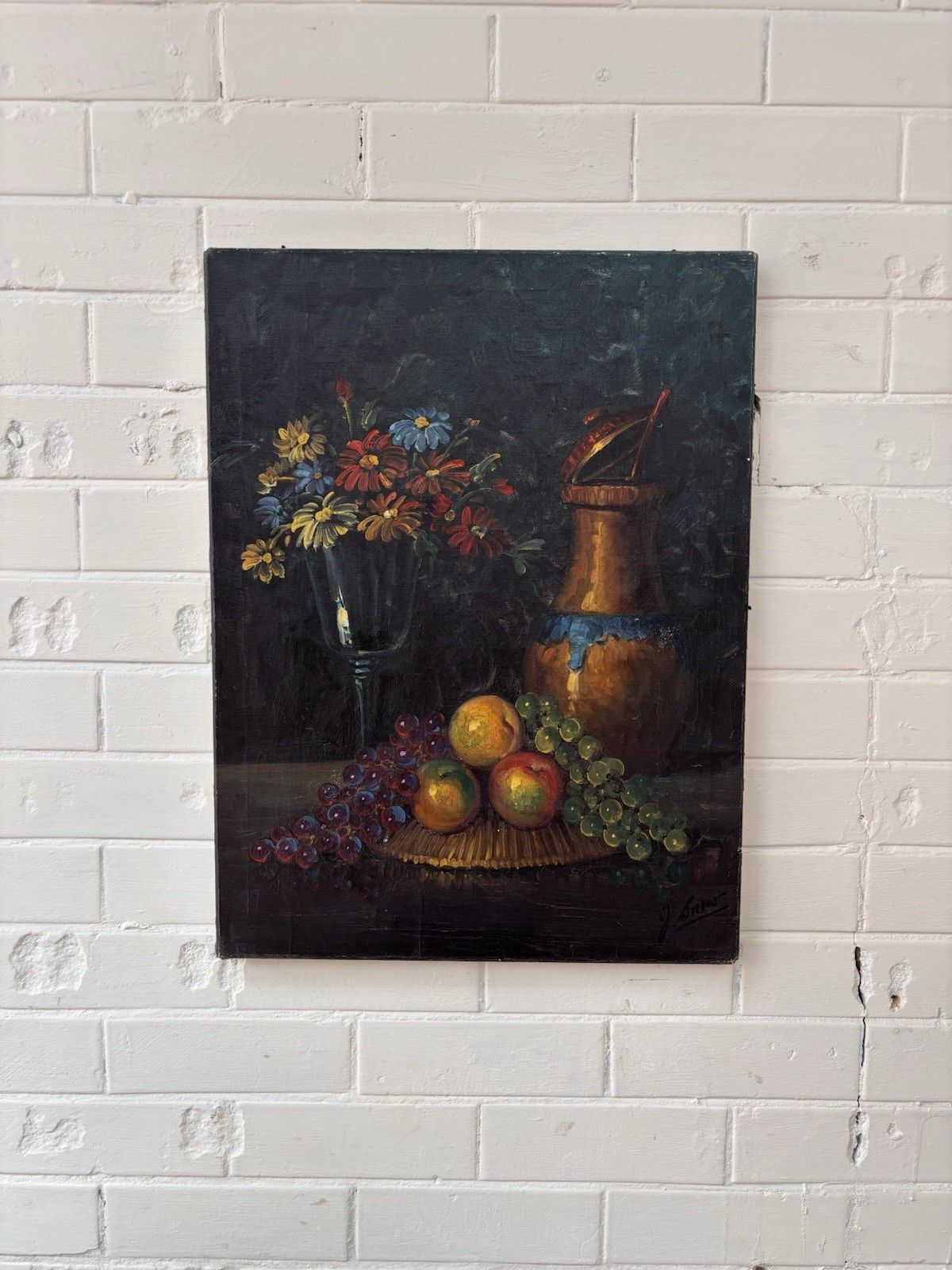 Beautiful Oil On Canvass, Still Life; 20th Century Signed photo Art