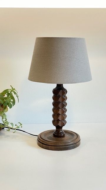Lampe Bois Géométrique Façon Charles Dudouyt Vintage photo buy