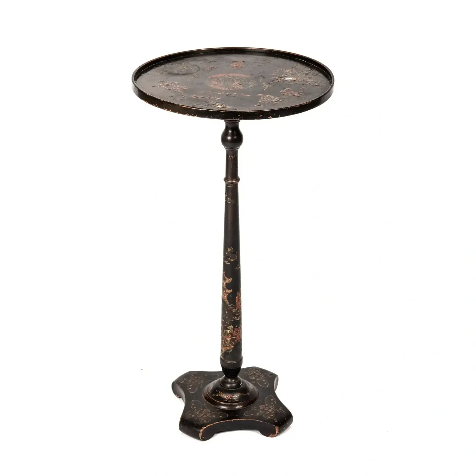 A 20th Century Chinese Black Lacquered Chinoiserie Occasional Table