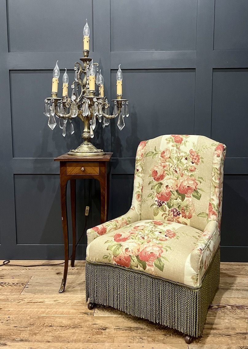 A Handsome Antique Upholstered Nursing Chair