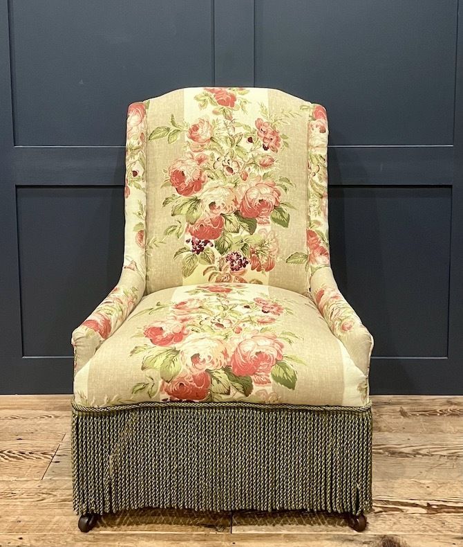 A Handsome Antique Upholstered Nursing Chair photo for sale