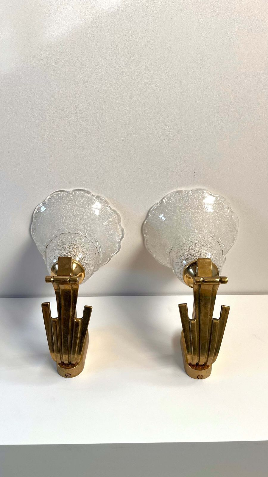 Pair Of Italian Murano Pulegoso Wall Sconces, 1940s–50s photo vinterior