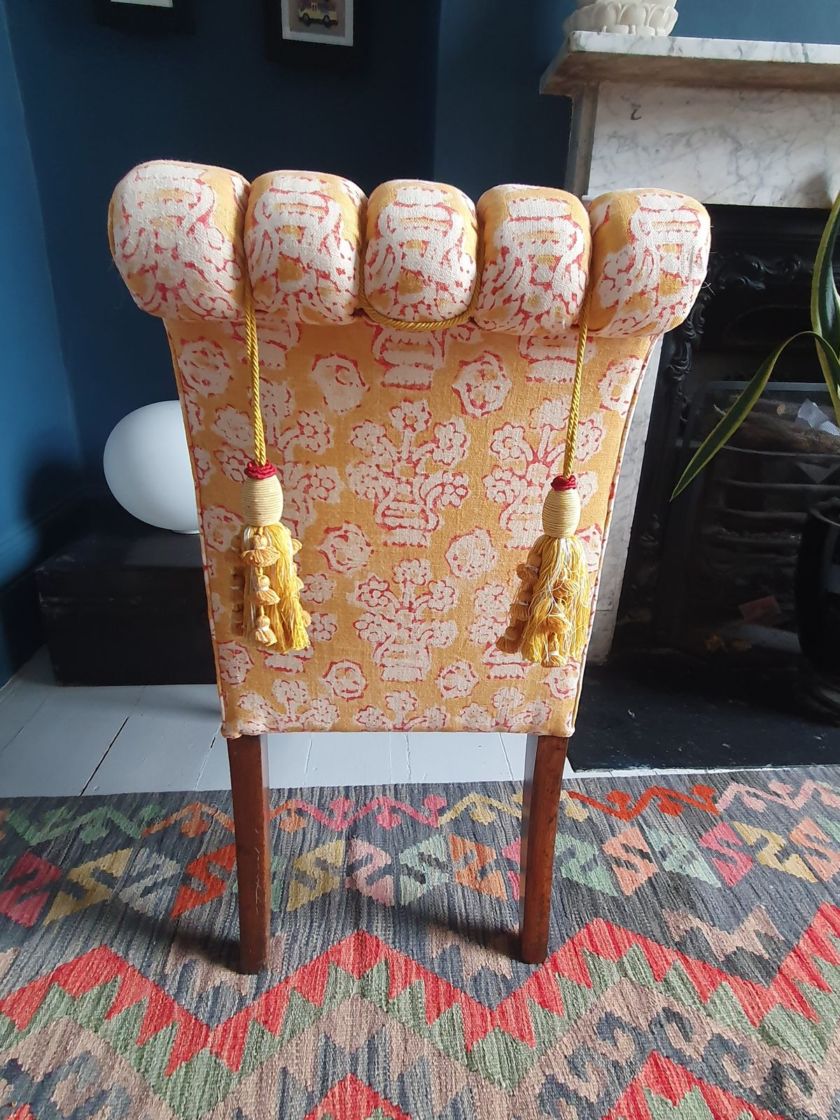 Beautiful Victorian Newly Upholstered Chair In Linwood Linen photo furniture