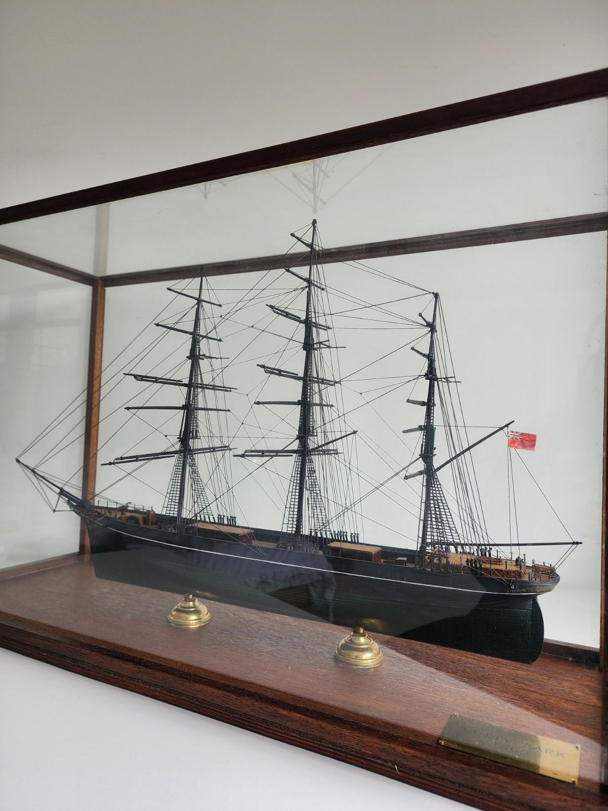 Antique Cutty Sark Tea Clipper Ship Model Large Wooden Museum Display Case photo furniture