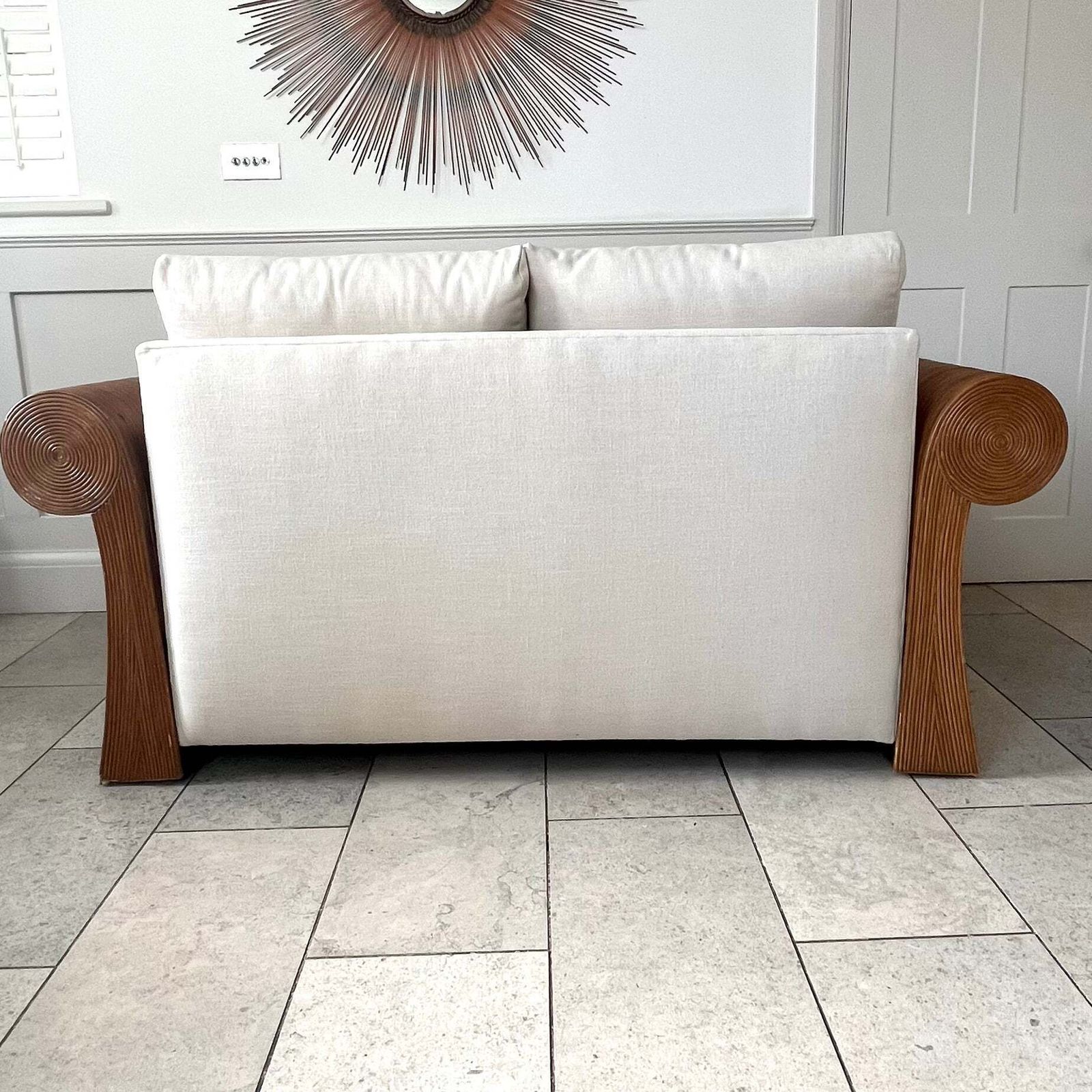Pencil Reed Rattan Sofa In The Manner Of Gabriella Crespi, C.1970 photo vintage