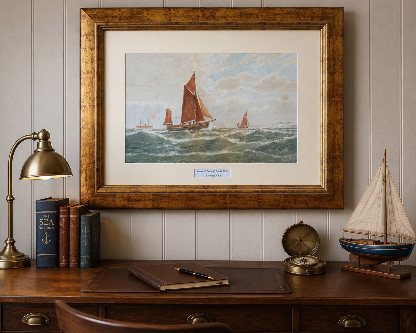 Lowestoft Seascape Watercolour Painting By George Stanfield Walters (1838 1924) photo furniture