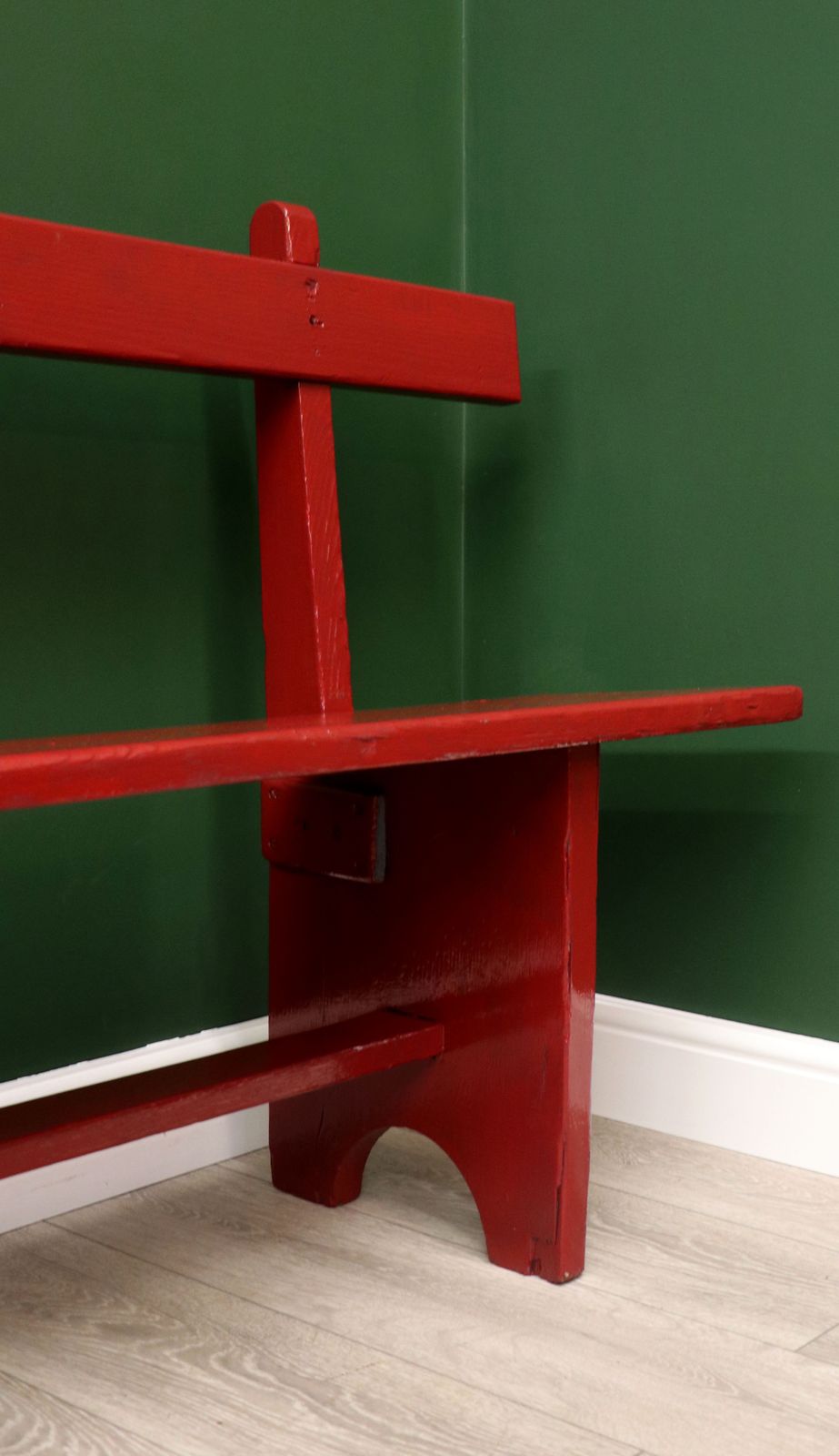 495.0 A Lovely Red Painted Wooden Bench, Later Inscribed With Croston. photo