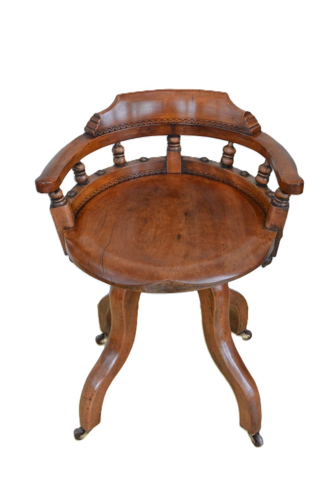 Aesthetic Movement Walnut Swivelling Office Chair In Good Condition