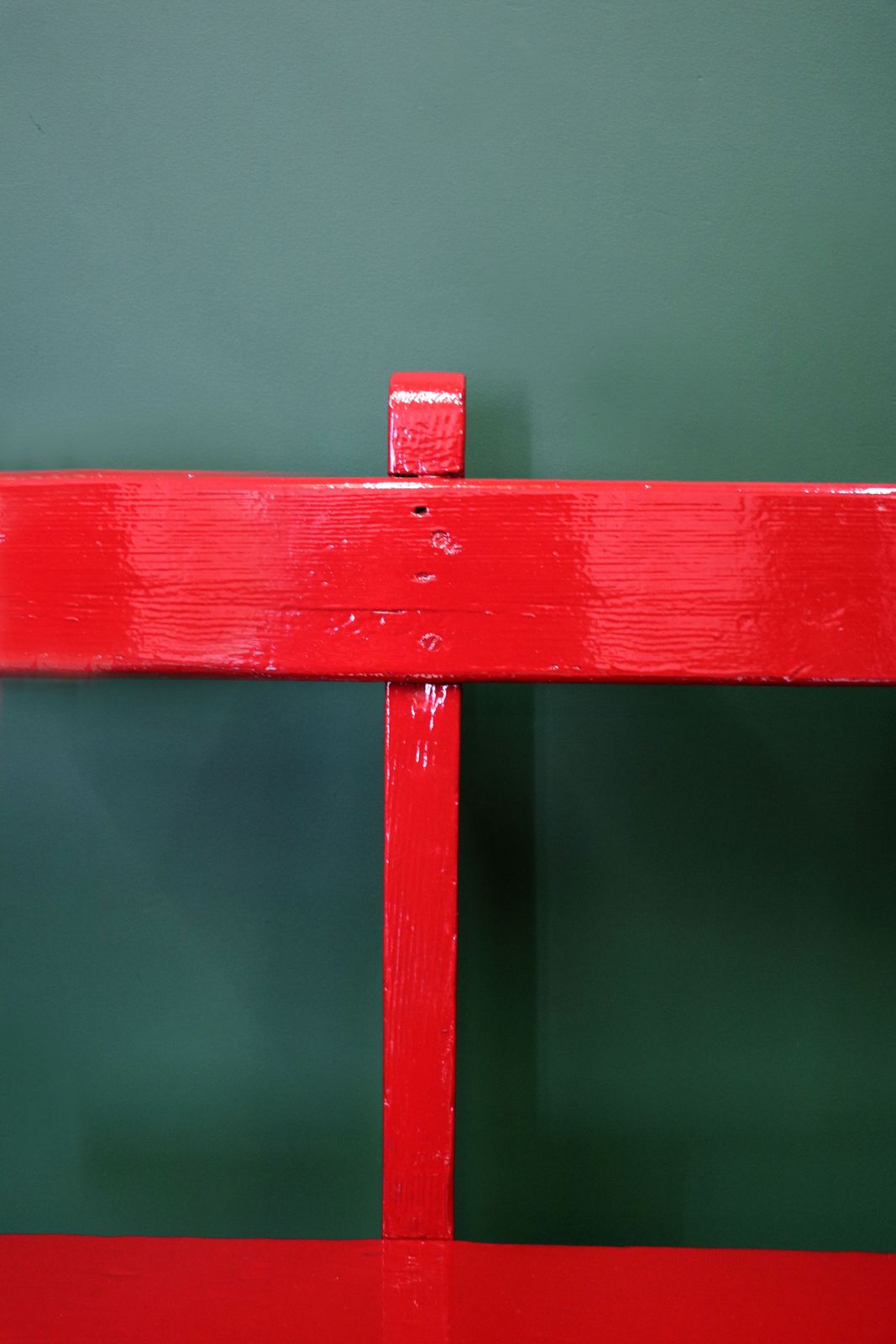 photo buy A Lovely Red Painted Wooden Bench Later Inscribed With Knutsford.