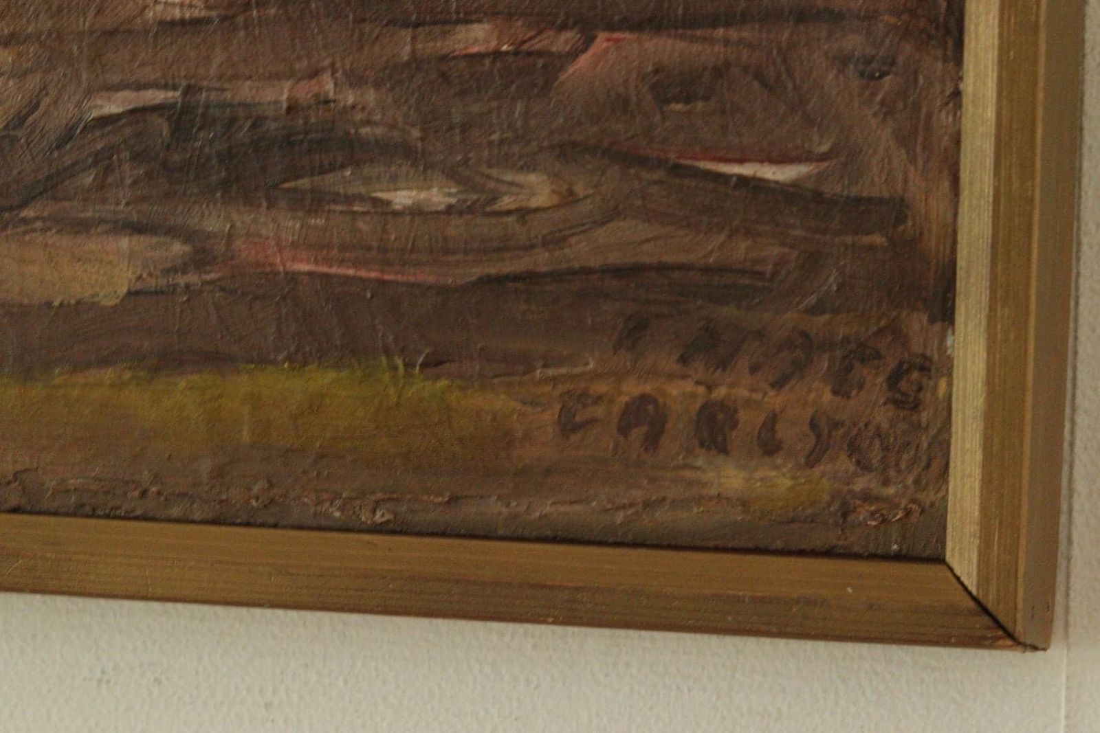 photo furniture Original Swedish Mid Century Oil On Panel – “Borås” By Thage Carlson – Framed | 48 X 35 Cm (18.9 X 13.8 In)