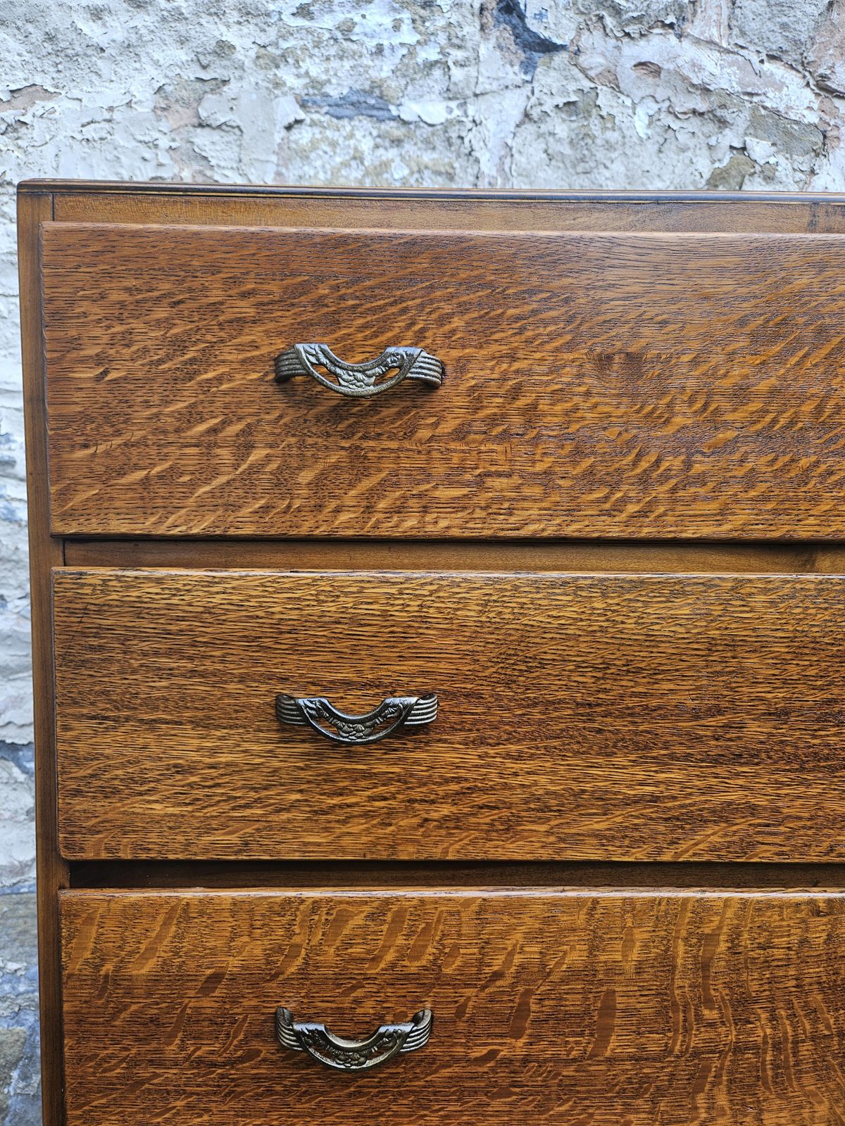 Vintage Oak Chest Of Drawers: Five Drawer Tallboy Cabinet photo furniture