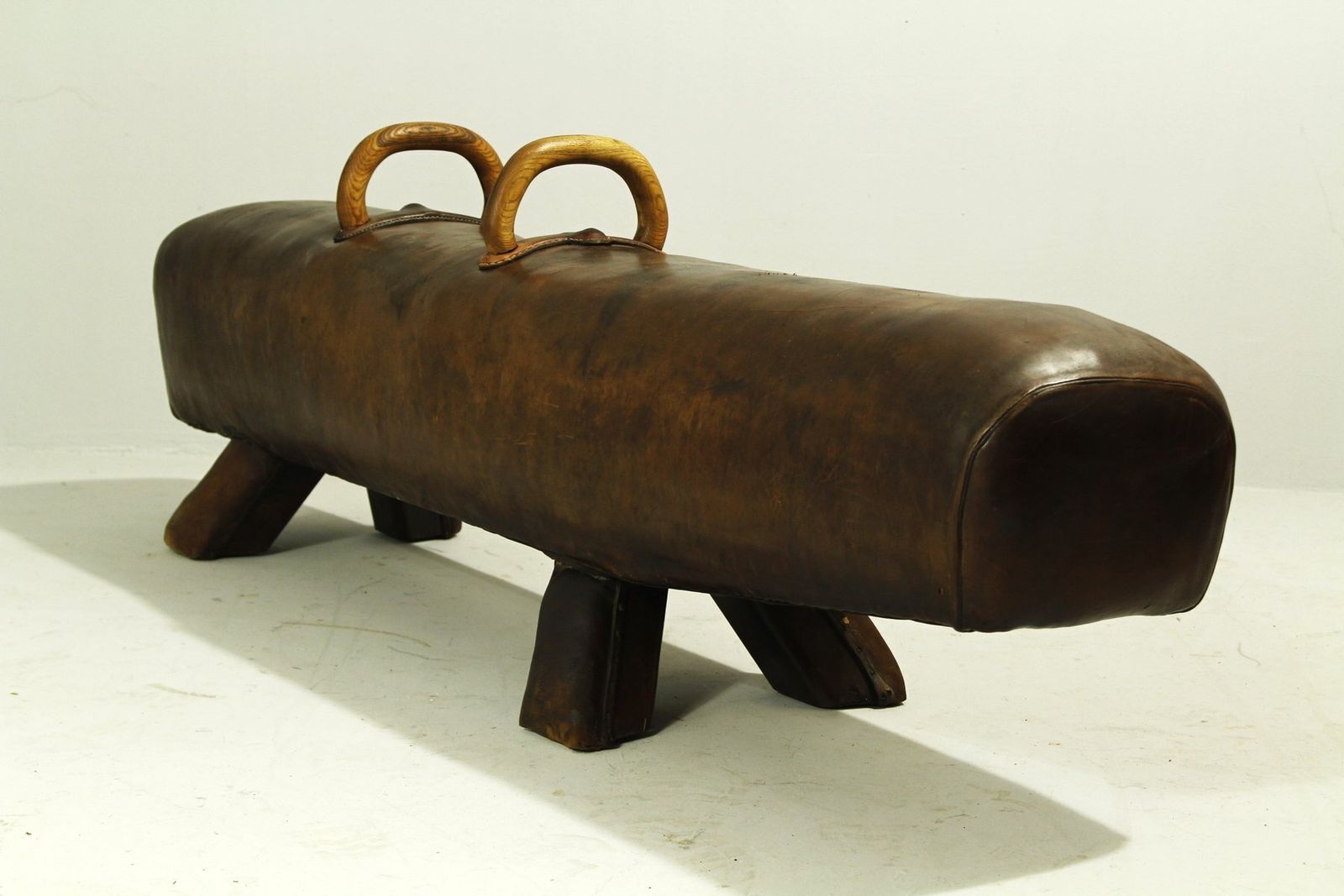 Vintage Leather Gym Pommel Horse Bench, 1900s photo vinterior