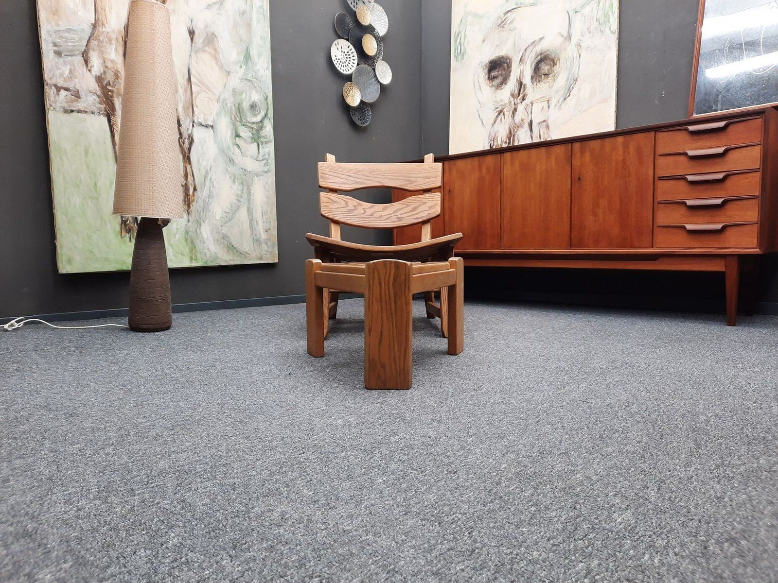 Brutalist Oak Armchairs And Footstools By Awa Holland For Awa Meubelfabriek, 1979, Set Of 4 photo buy
