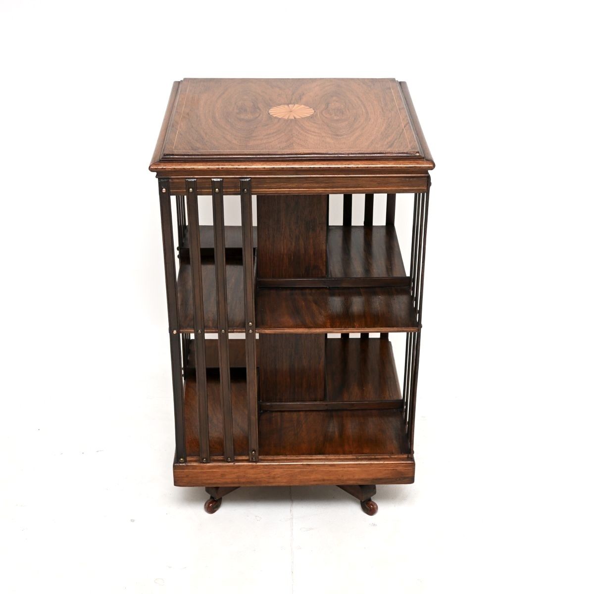 Antique Edwardian Inlaid Rosewood Revolving Bookcase photo furniture