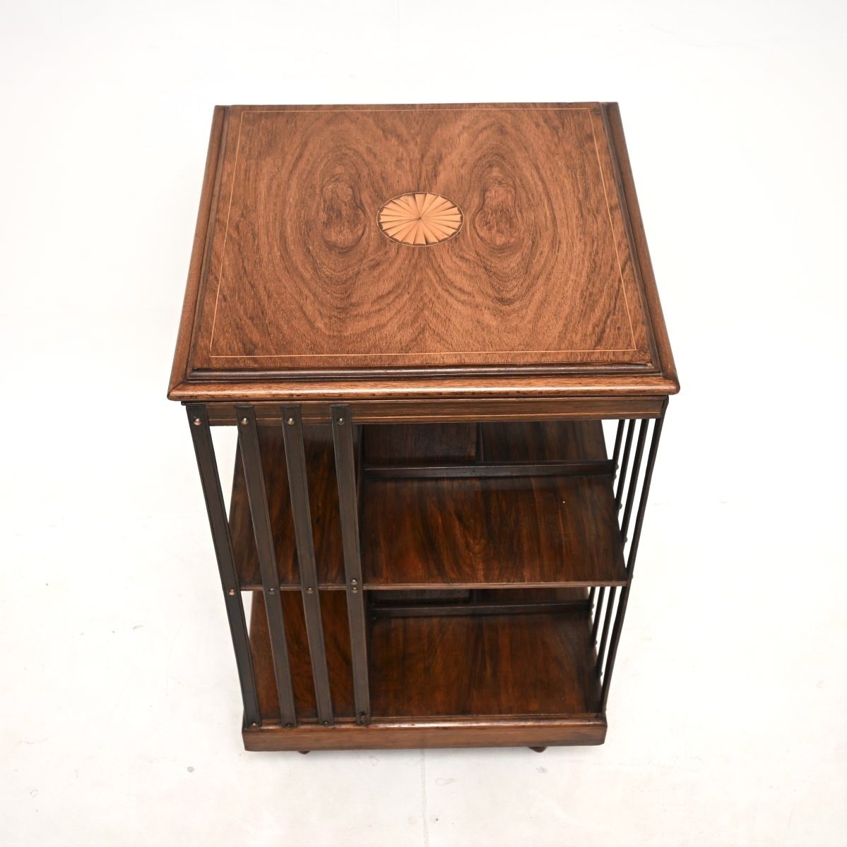 Antique Edwardian Inlaid Rosewood Revolving Bookcase photo Furniture