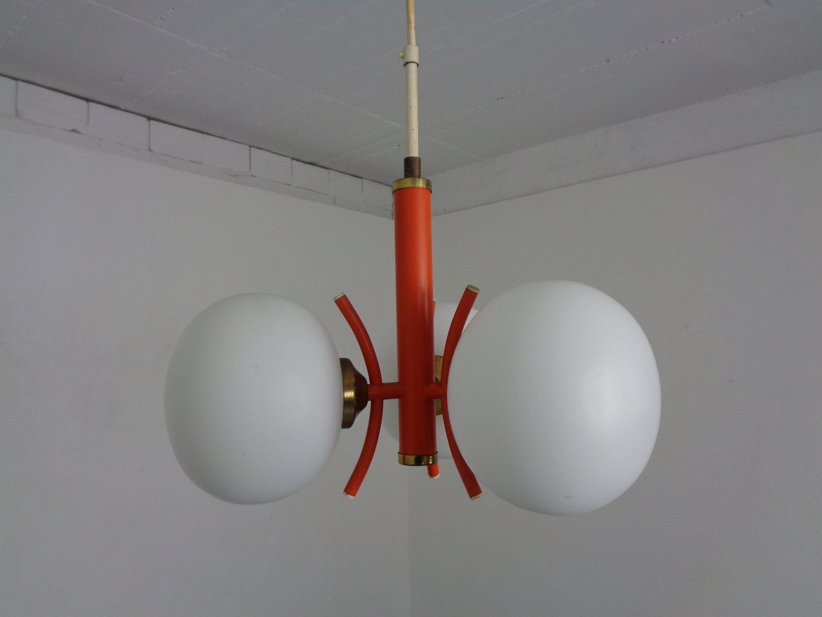 Space Age Sputnik Ceiling Lamps With Glasses By Richard Essig, Germany, 1970s, Set Of 2 photo for sale