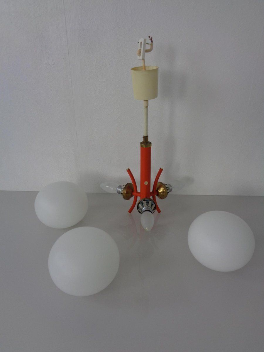 502.0 Space Age Sputnik Ceiling Lamps With Glasses By Richard Essig, Germany, 1970s, Set Of 2 photo