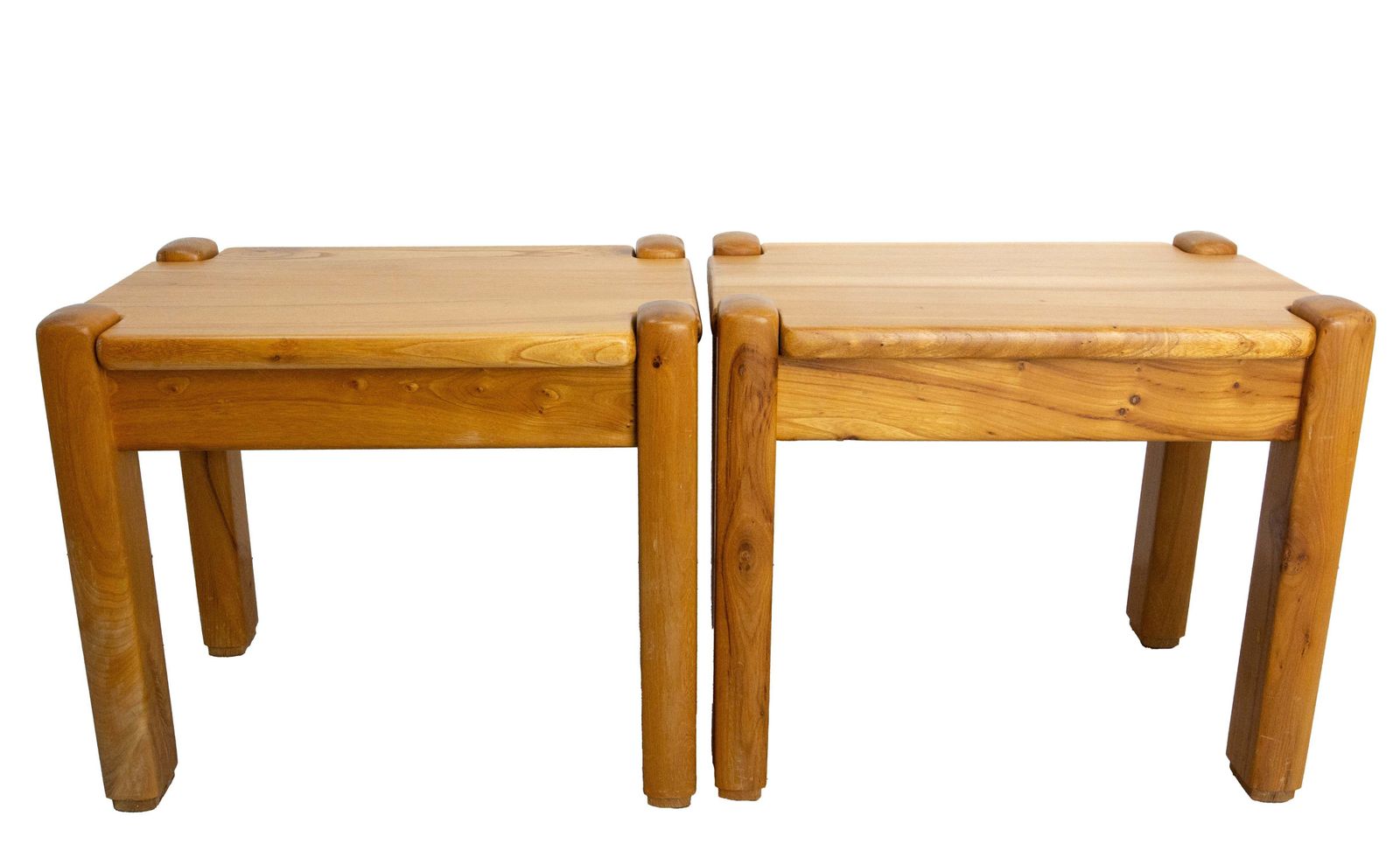 photo for sale Paire de tables de chevet françaises vintage de style Maison Regain, Charlotte Perriand, en orme, vers 1970