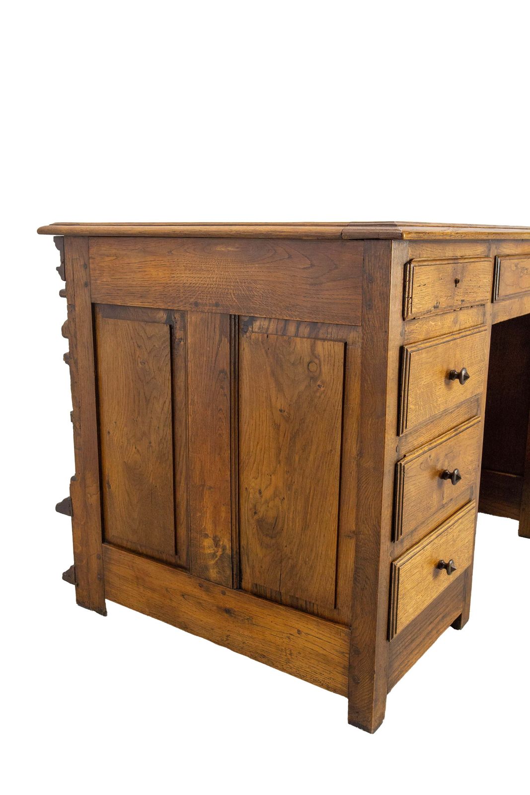 French 19th Century Carved Oak Putti Desk Louis XIII Facade Circa 17th Century photo buy