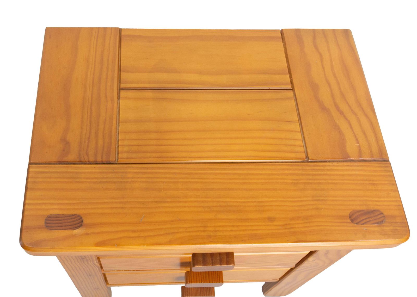 photo furniture French Pair Nightstands Charlotte Perriand Style Bedside Tables Pine Circa 1970