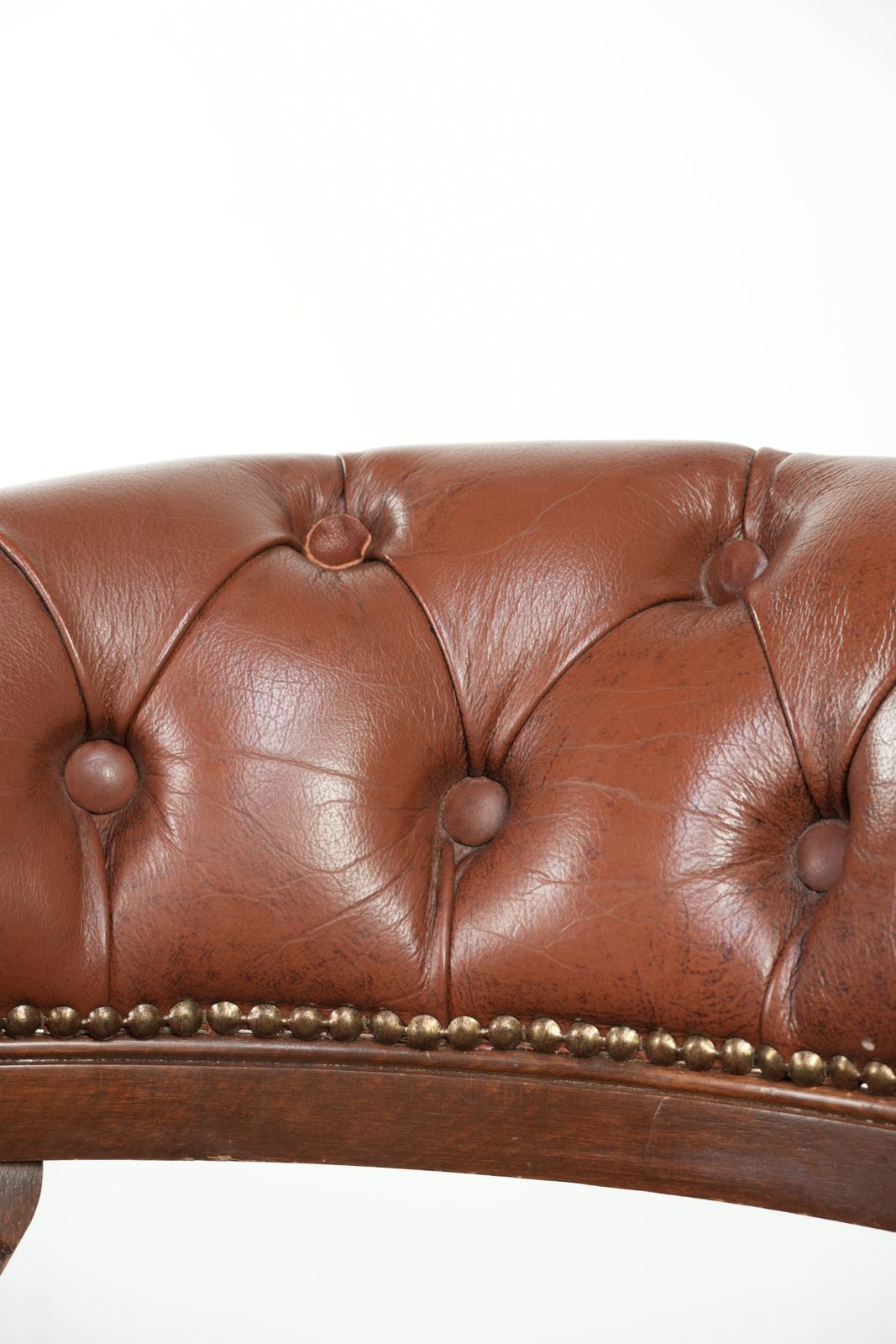photo for sale Swivel English Style Cowhide Chesterfield Office Chair In A Beautiful Brown Color