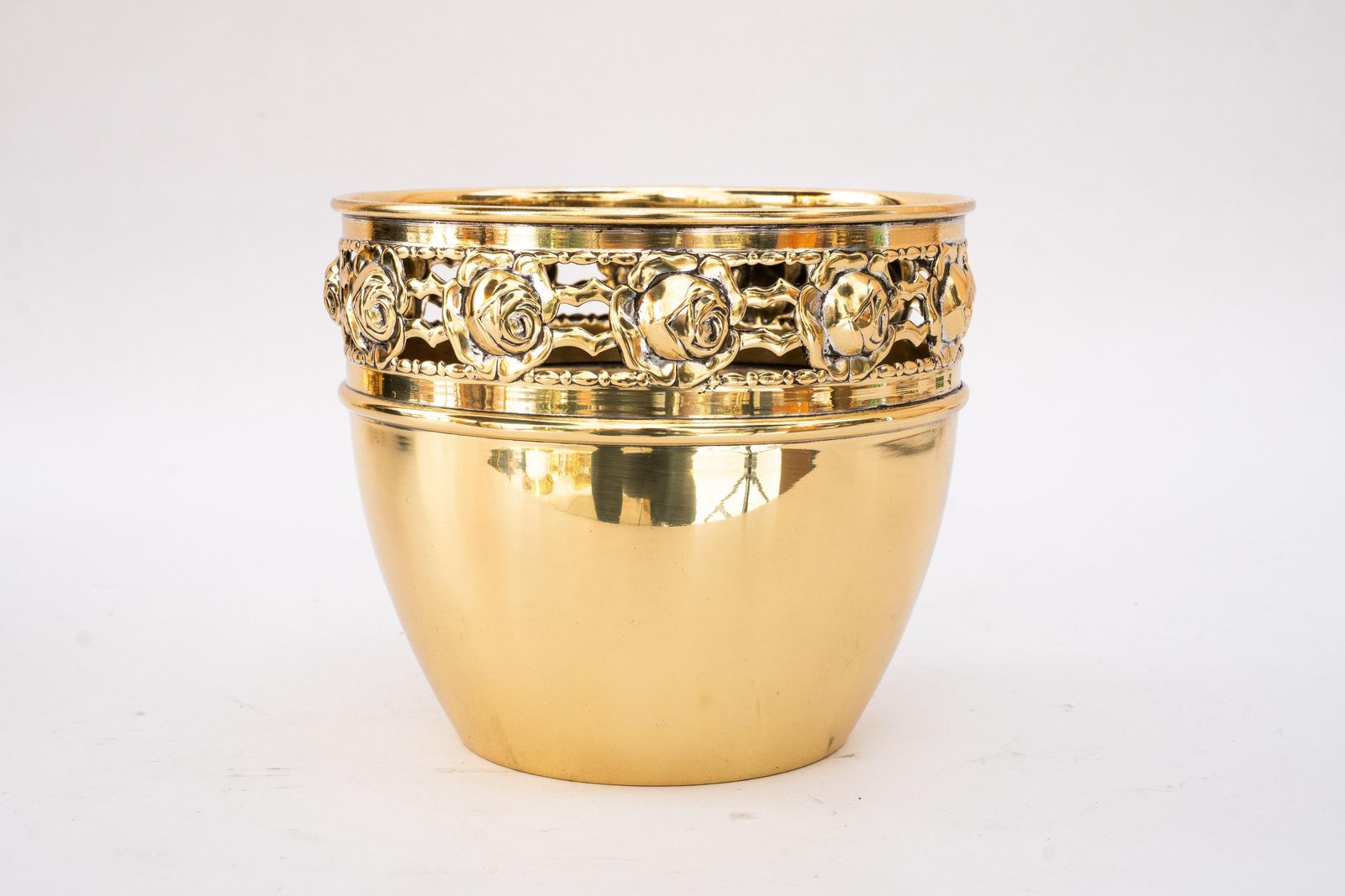 Jugendstil Argentor Floral Brass Flower Pot Vienna Around 1908 photo for sale