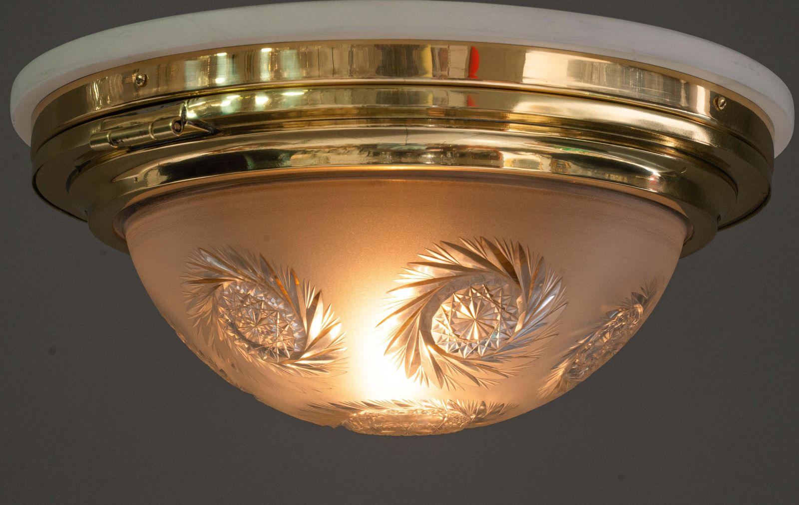 Art Deco Ceiling Lamp With Original Cut Glass Shade Vienna Around 1920s photo buy