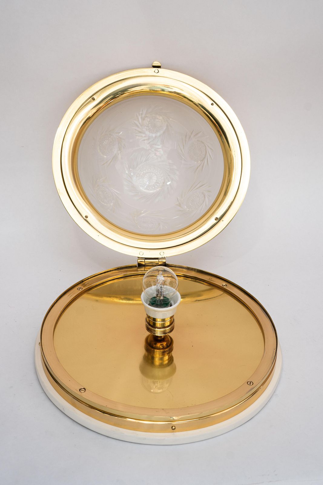 photo vinterior Art Deco Ceiling Lamp With Original Cut Glass Shade Vienna Around 1920s