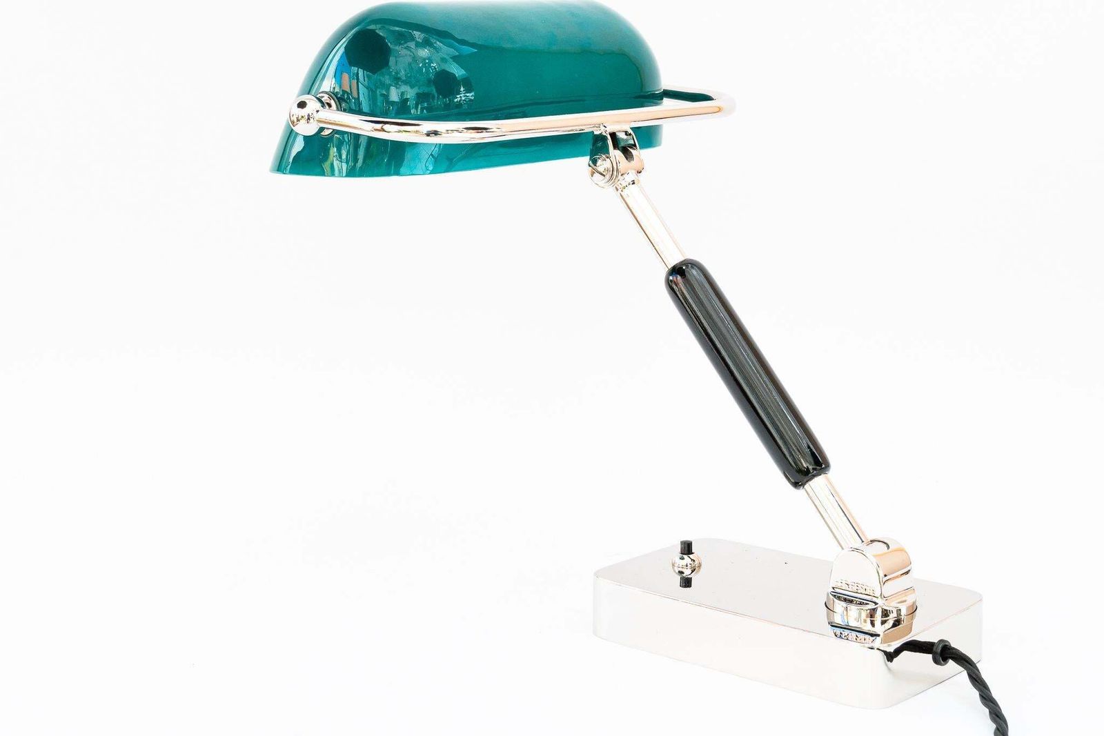 Art Deco Bauhaus Nickel Table Lamp With Original Glass Shade Germany 1920s photo for sale