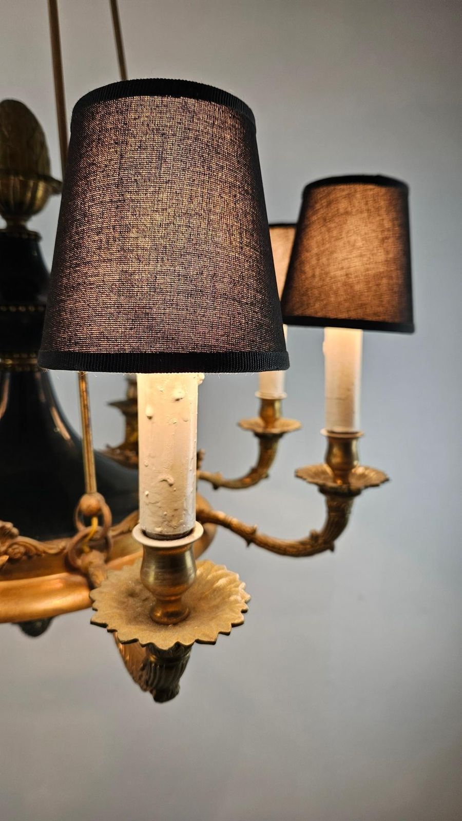 Large Italian Empire Style Chandelier With Tôle And Gilt Bronze Details, 1940s photo 4476.0
