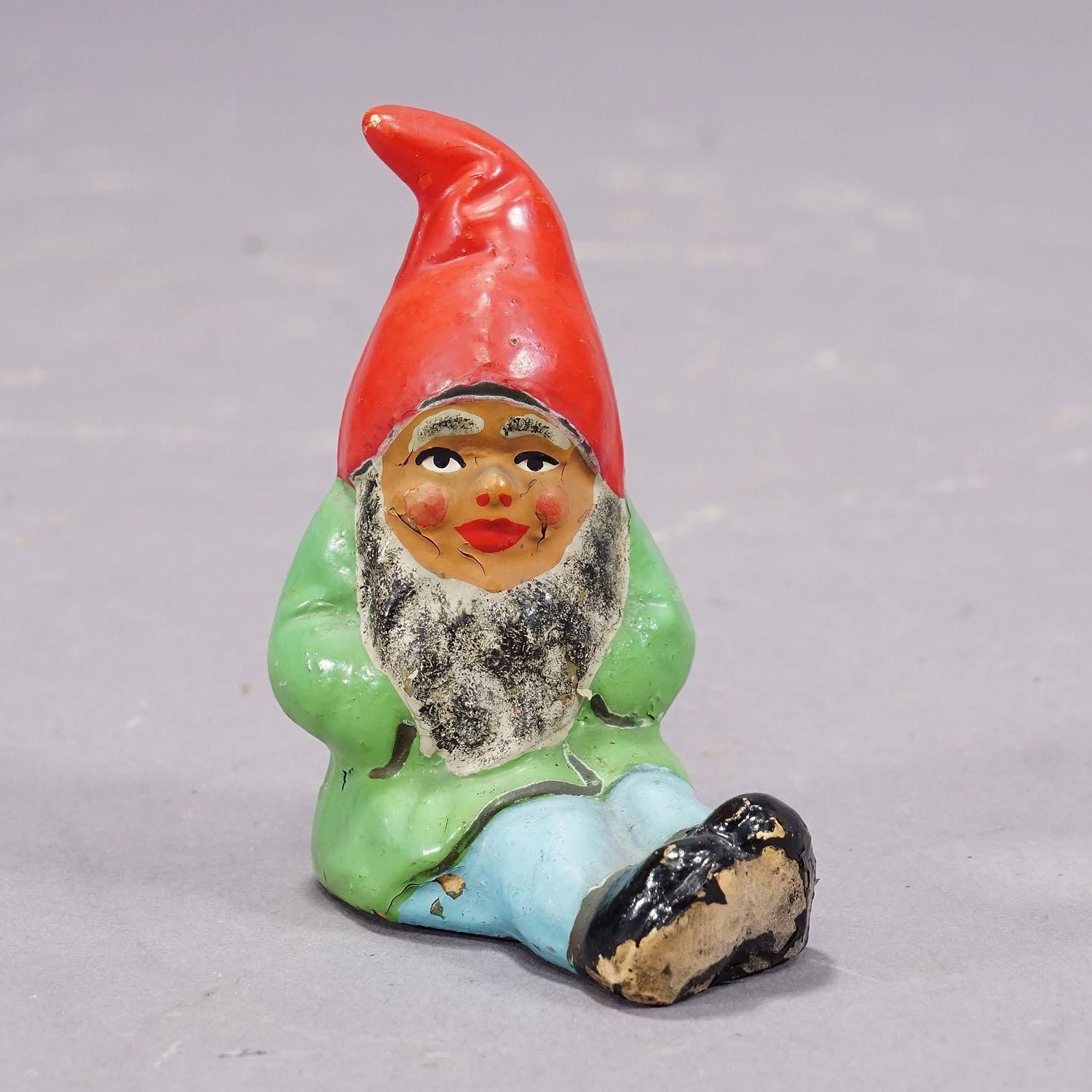 Set van vier kleine terracotta tuinkabouters, Duitsland ca. jaren 1950 photo vinterior