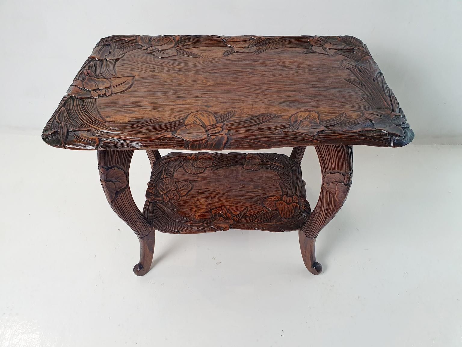 photo for sale Hand Carved Japanese Kamakura Bori Side Table, Art Nouveau, Circa 1900
